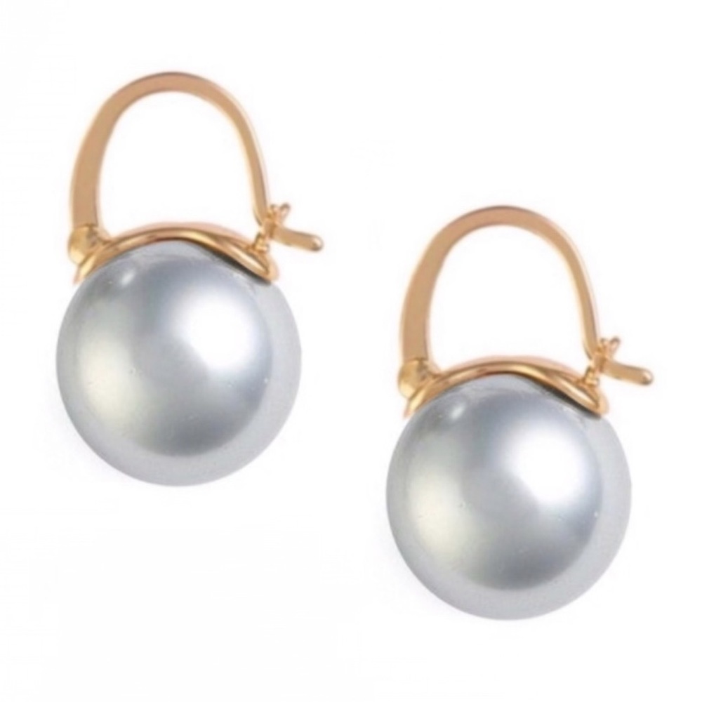KATE SPADE • Gold Shine On Silver Pearl Drop Earrings